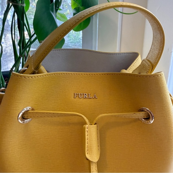 FURLA | Yellow Stacy S Bucket Bag with Detachable Pouch - Picture 3 of 13